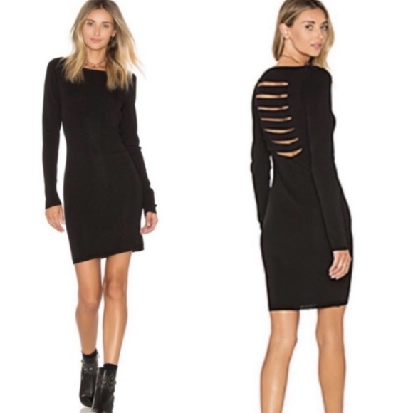 Skull Cashmere Cutout Sweater Knit Dress XS Shredded Distressed Cut-out LBD - Picture 1 of 4